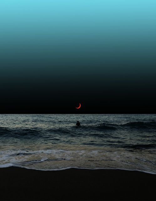 Ilustração poética de um menino no mar.